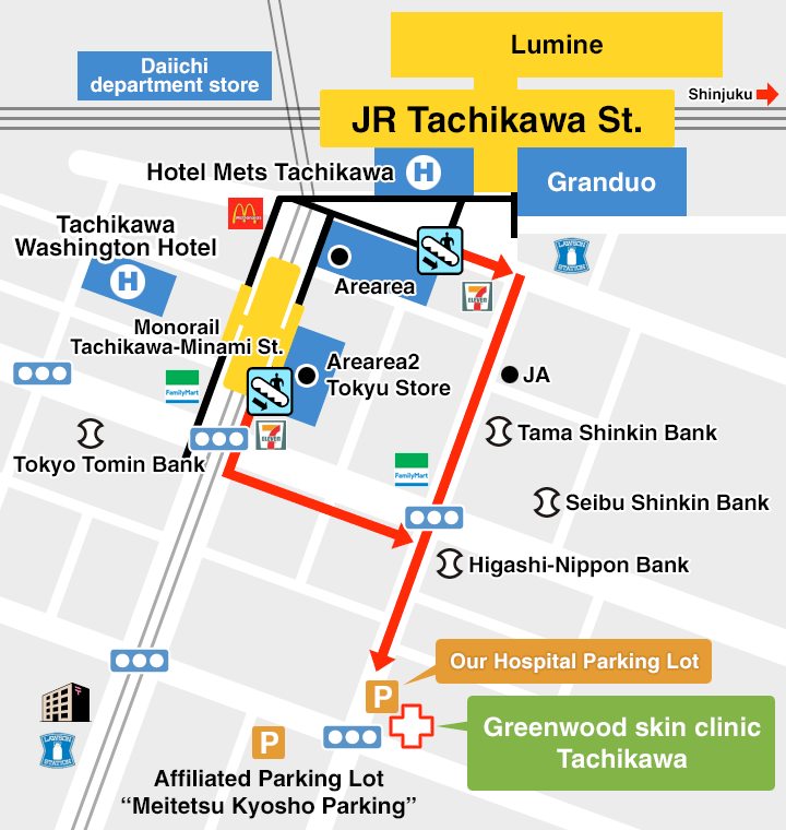 Greenwood skin clinic Tachikawa Map