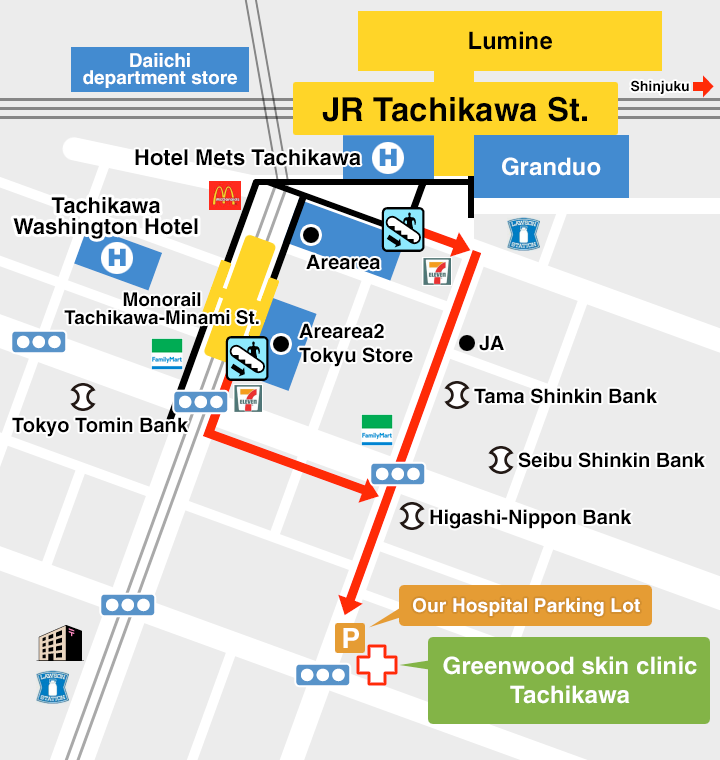 Greenwood skin clinic Tachikawa Map